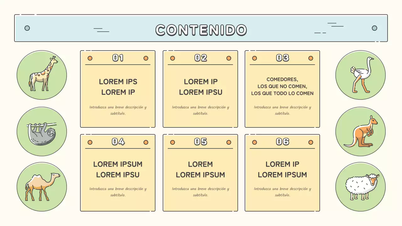Material educativo del zoo en tonos pastel de amarillo, chartreuse y azul claro