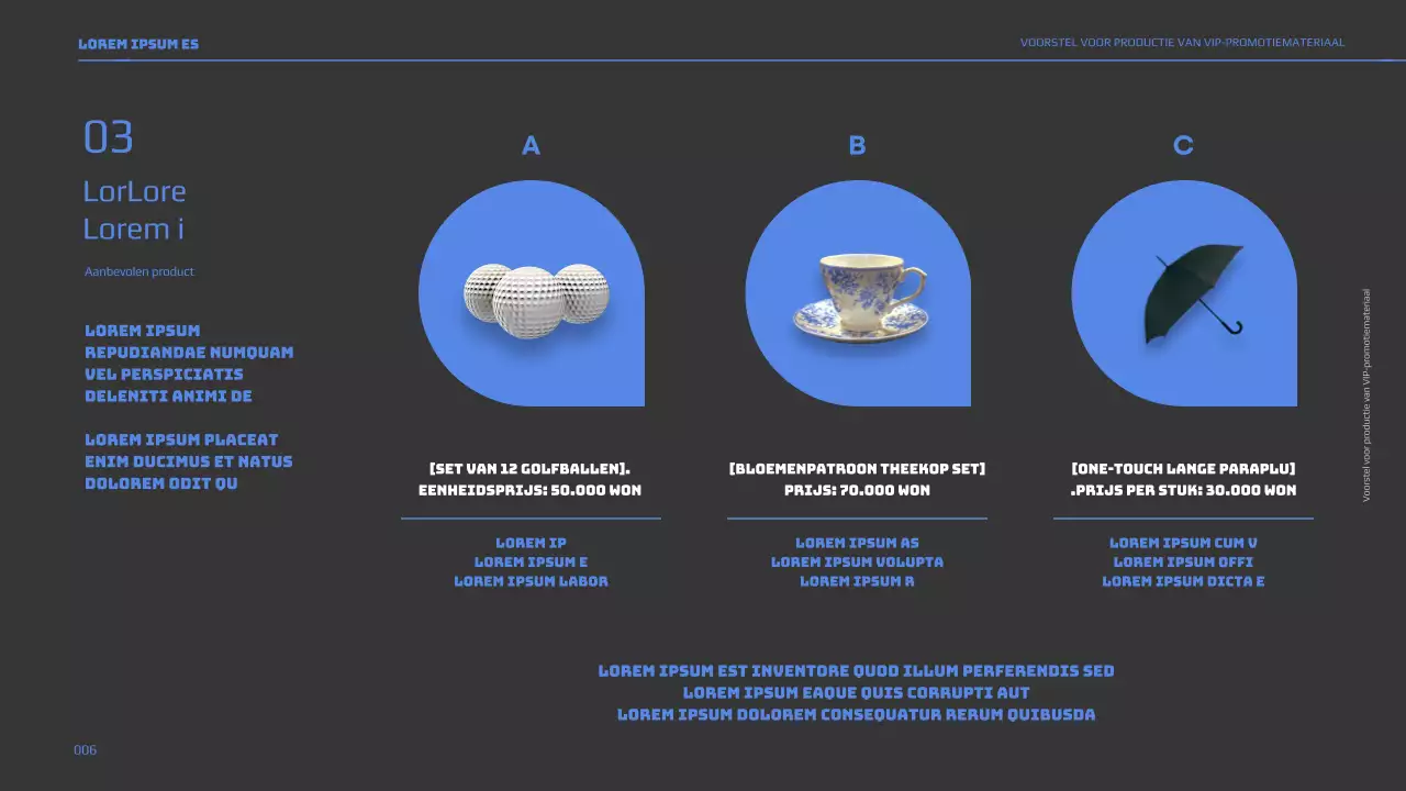 Voorstel voor een blauw getint VIP-promotiestuk