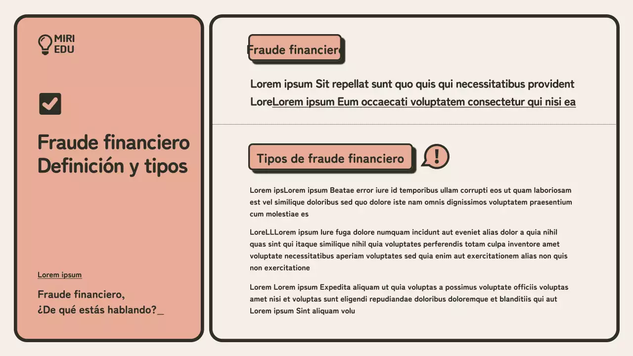  Guía minimalista de formación en prevención del fraude en beige y naranja