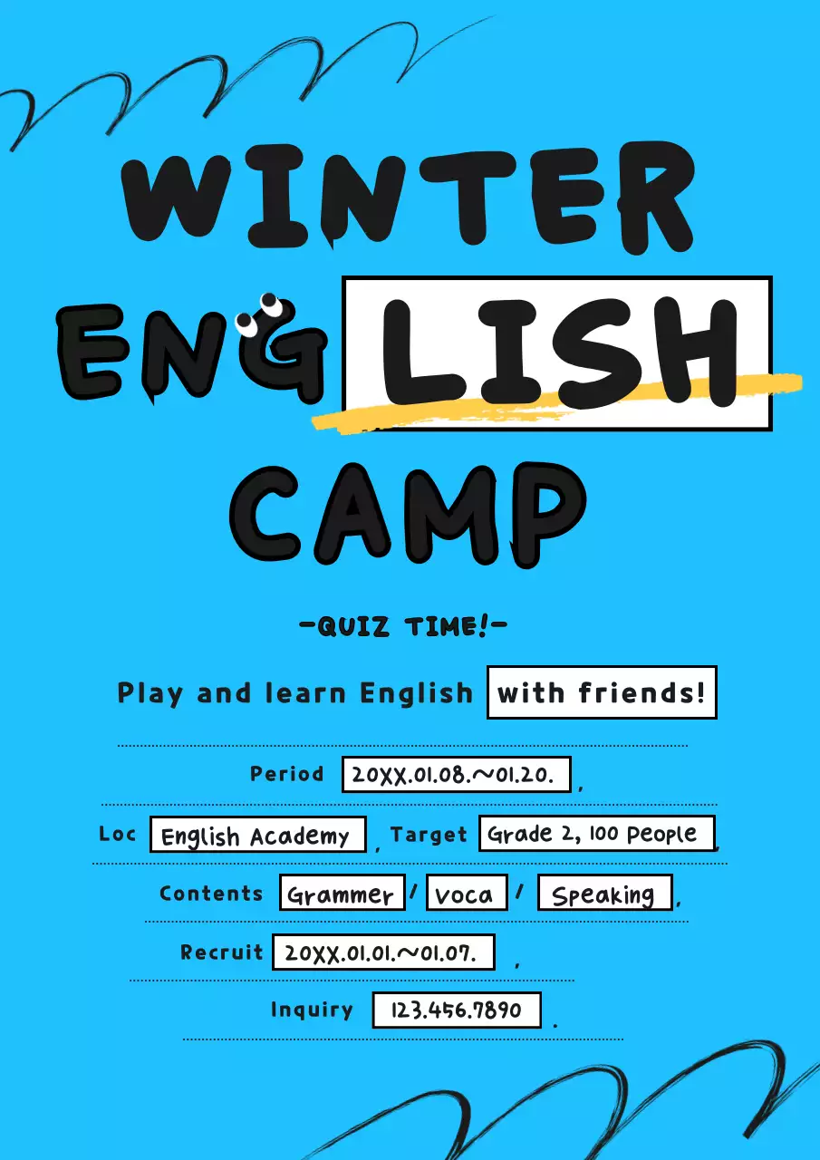 Blue Playful Camp Announcement Poster