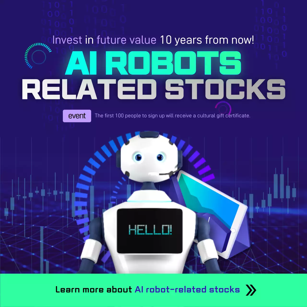 Blue Cyber Ai Stocks Promotion Instagram Post