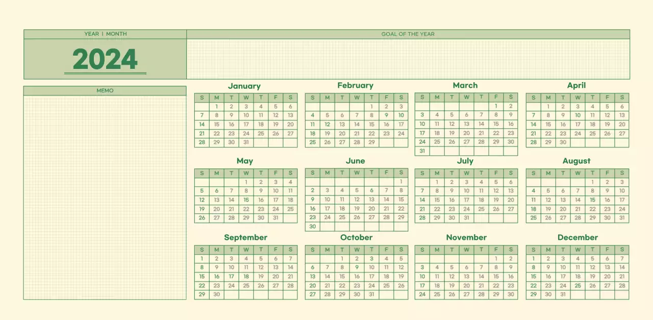 SAT D-Day notepad concept wall calendar in green and light yellow