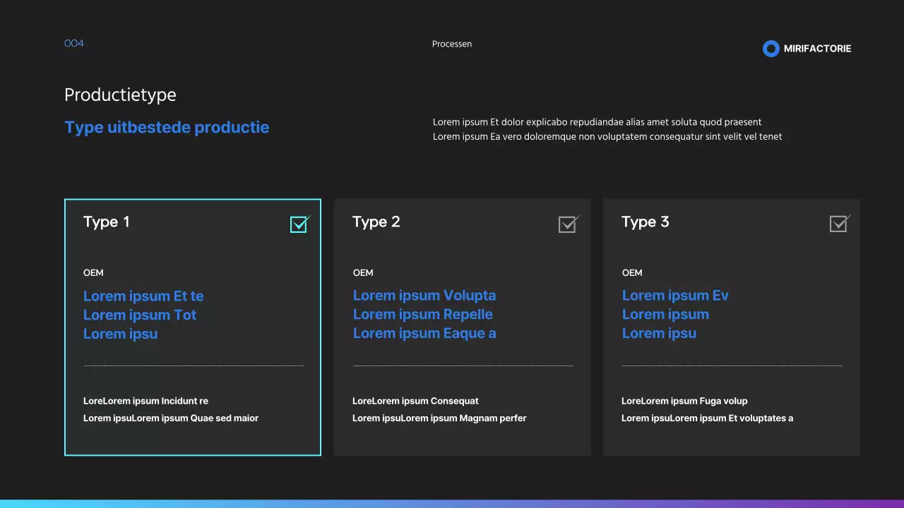 Consignment productievoorstel in blauw en zwart