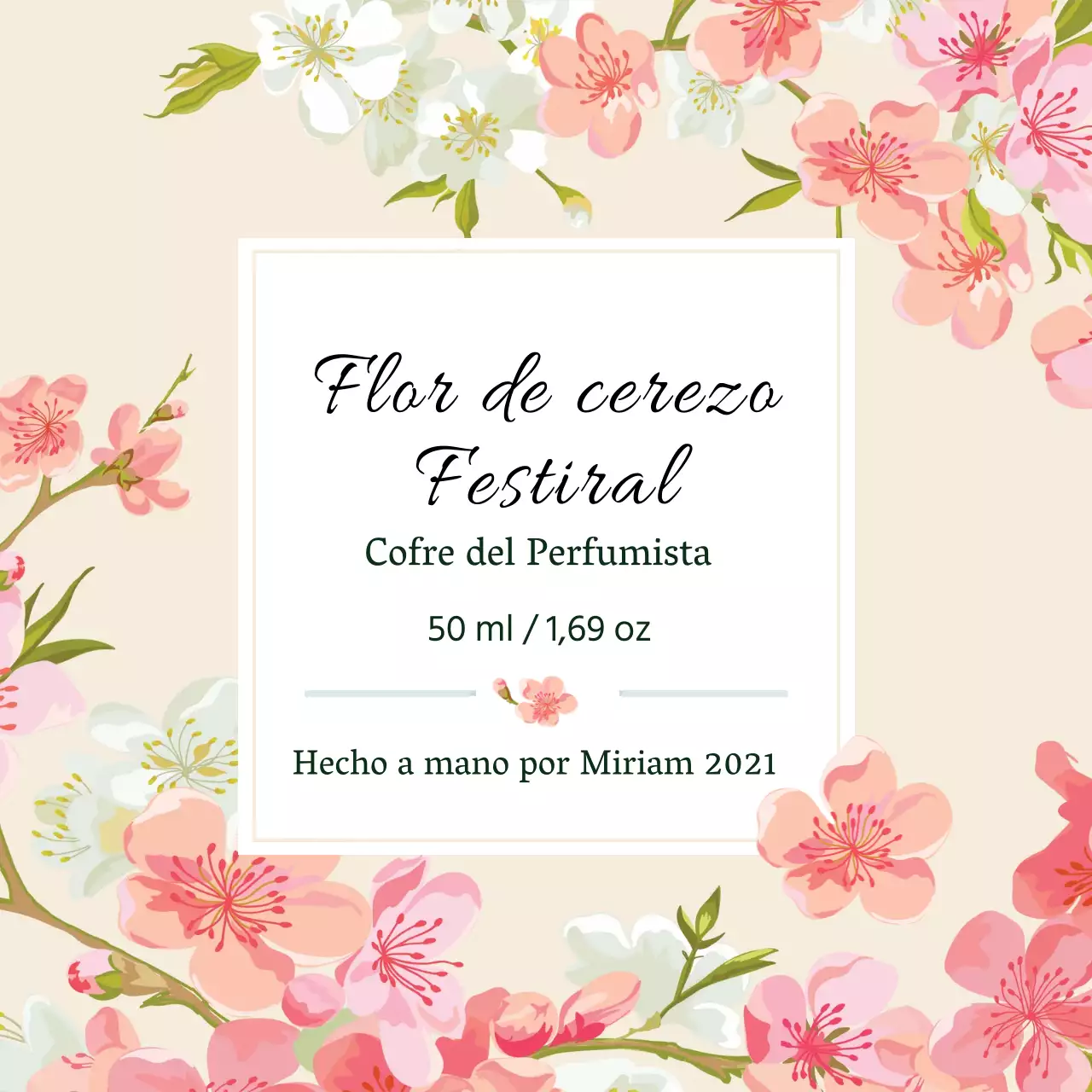 Etiqueta de perfume vintage con ilustración rosa