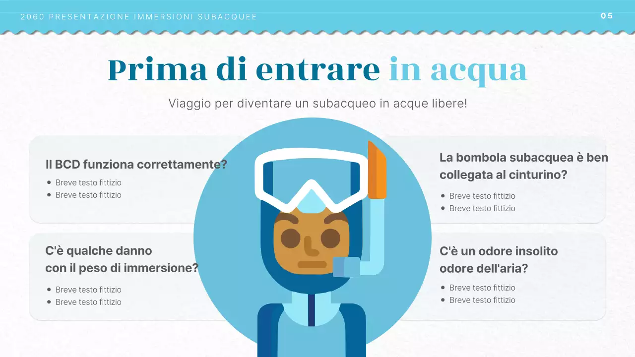 Introduzione alla formazione subacquea con concetto di illustrazione dell'oceano blu chiaro