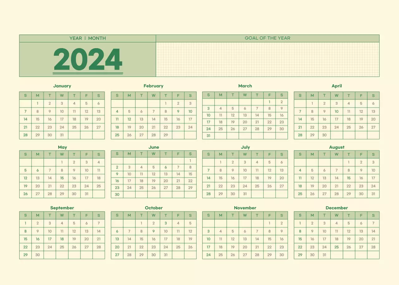 SAT D-Day notepad concept wall calendar in green and light yellow