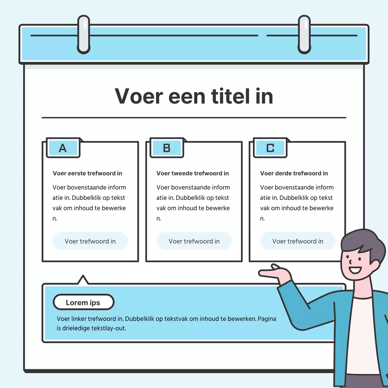 Light Blue Note Concept Nette kaart met leuke illustratiesNieuws