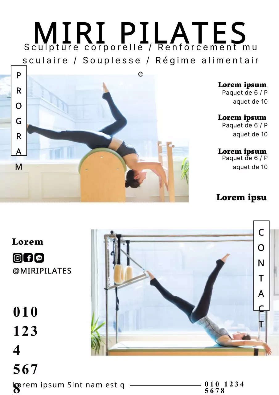 Faites la promotion de votre école de Pilates avec une photo en noir et blanc de la méthode Pilates.