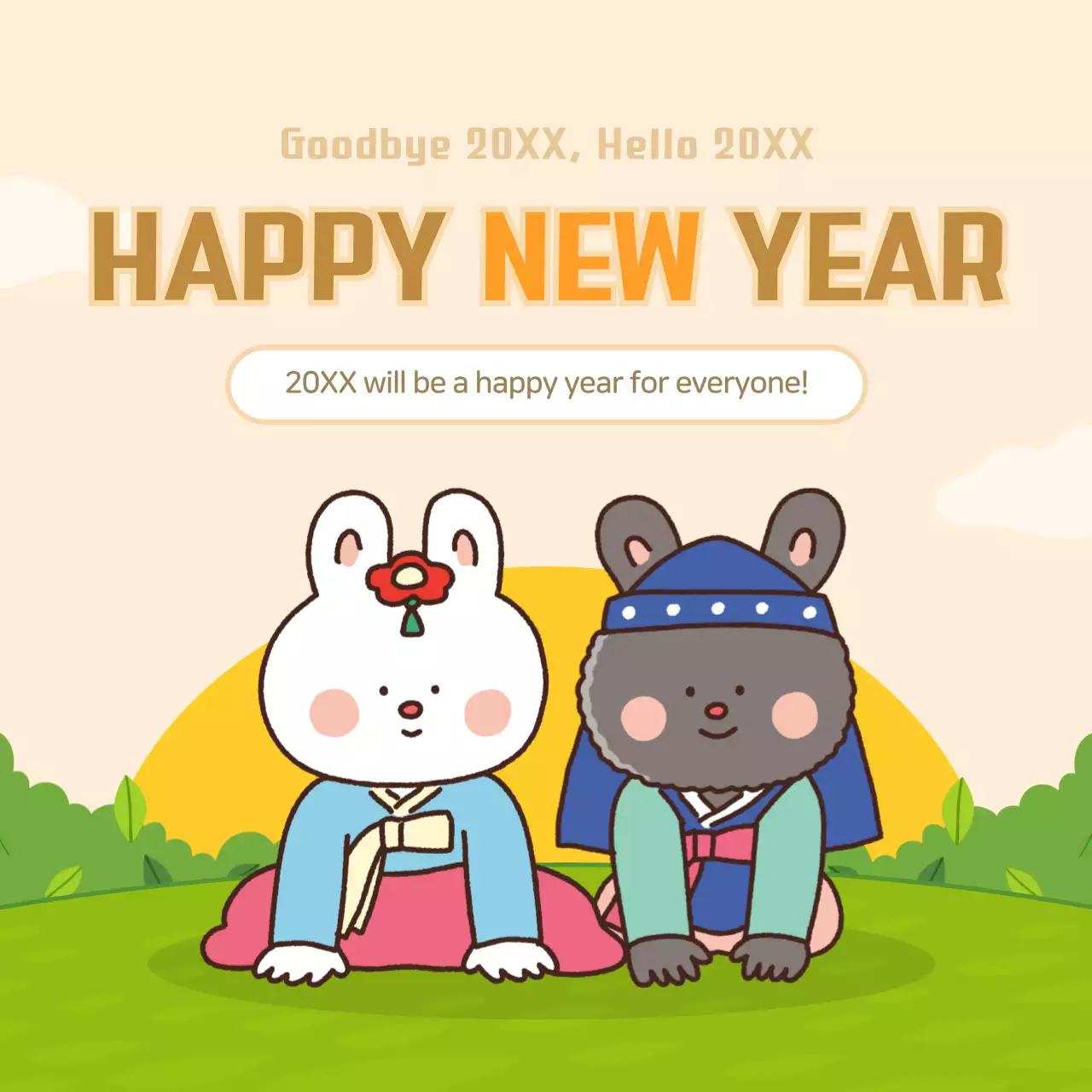 Beige Traditional New Year Card Instagram Post