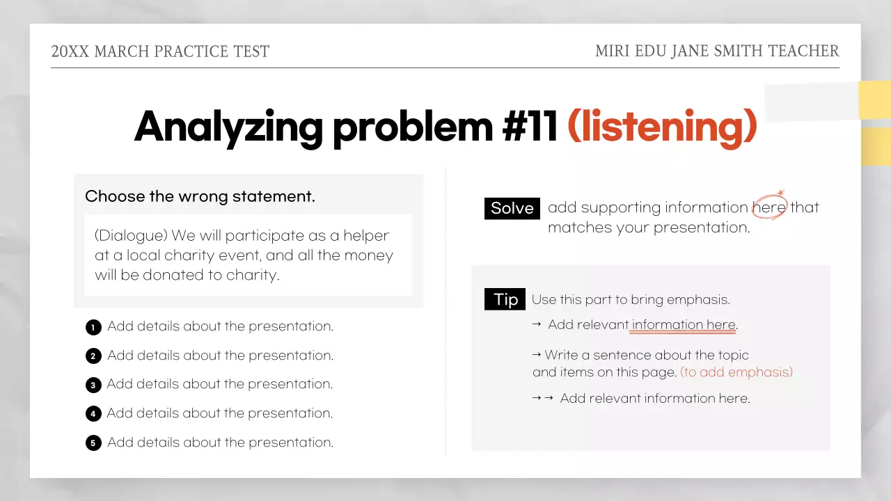 Red and white test paper themed mock test answers