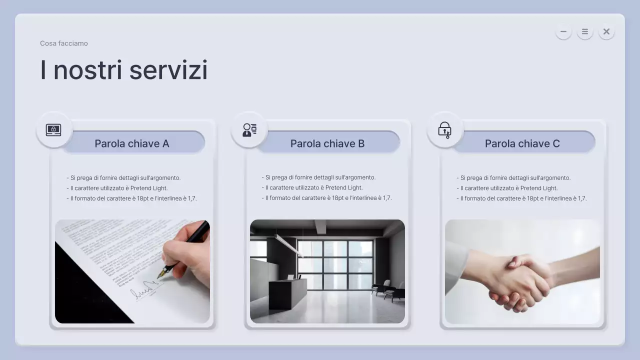 Un profilo aziendale tridimensionale in blu e grigio