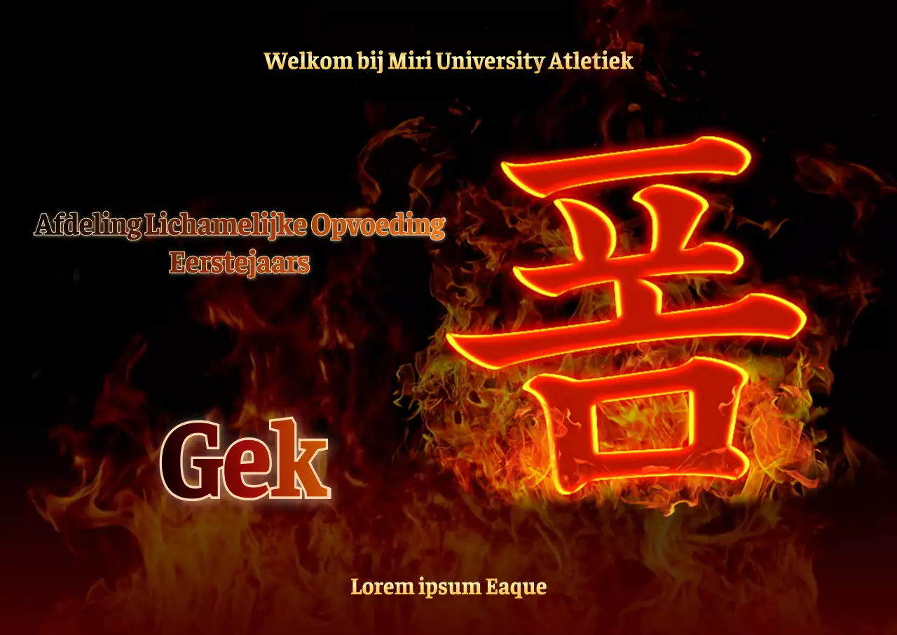 Welkomstontwerp voor nieuwe studenten met een intens vuurconcept