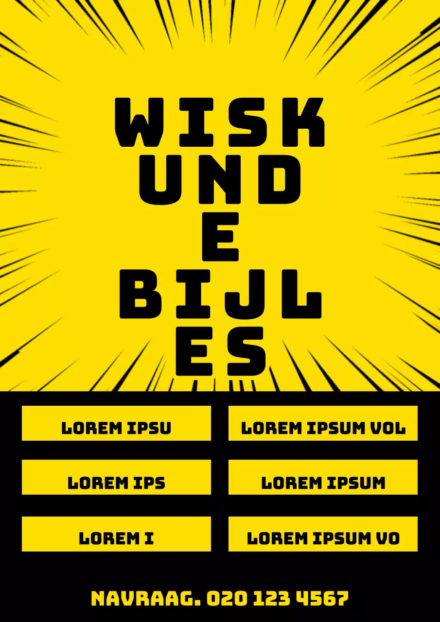 Eenvoudige bijlespromotie met gele en zwarte vormen en accenten