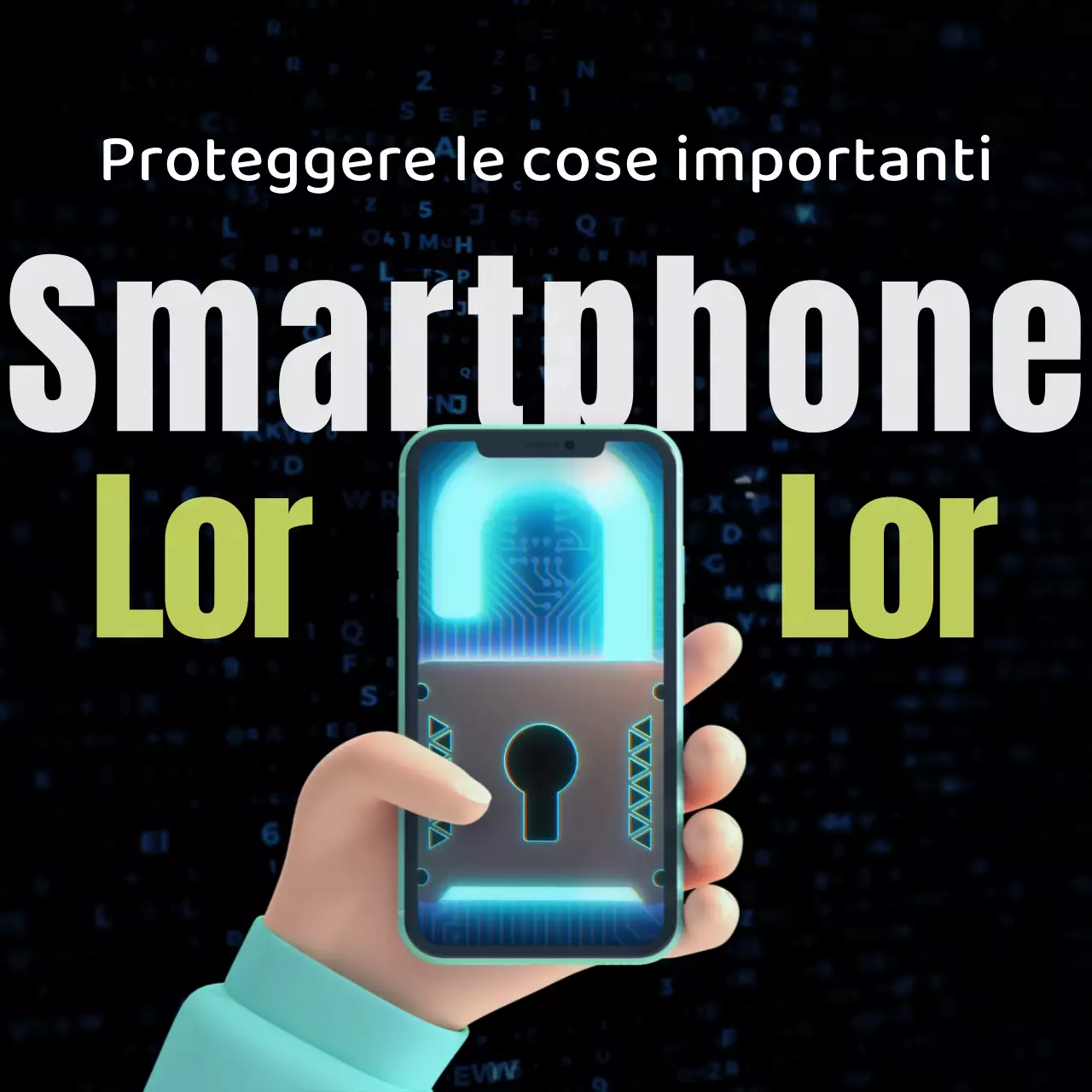 Sicurezza smartphone Cyber 3D con sfondo nero