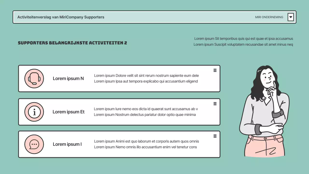 Supportersrapporten in roze en mintkleurige browserframes