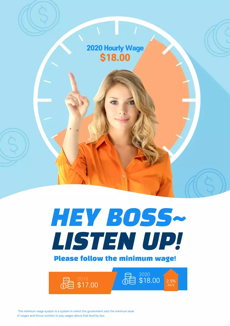 Orange Professional Wage Announcement Poster