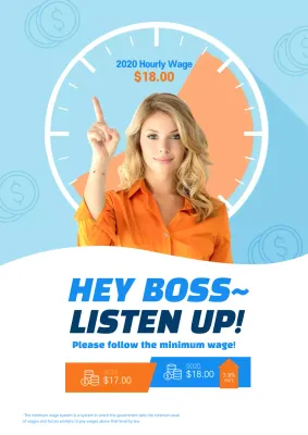 Orange Professional Wage Announcement Poster