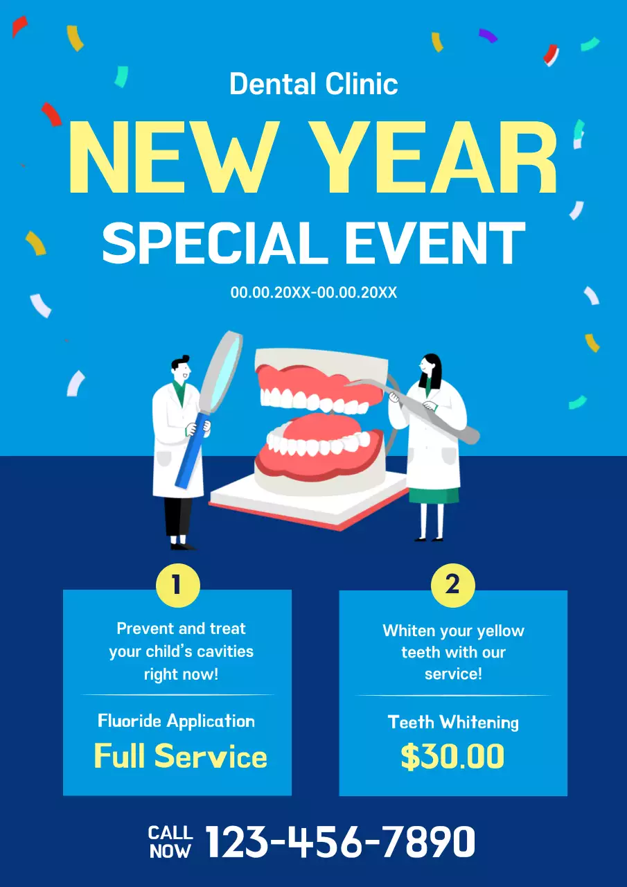Blue Modern Dental Promotion Poster