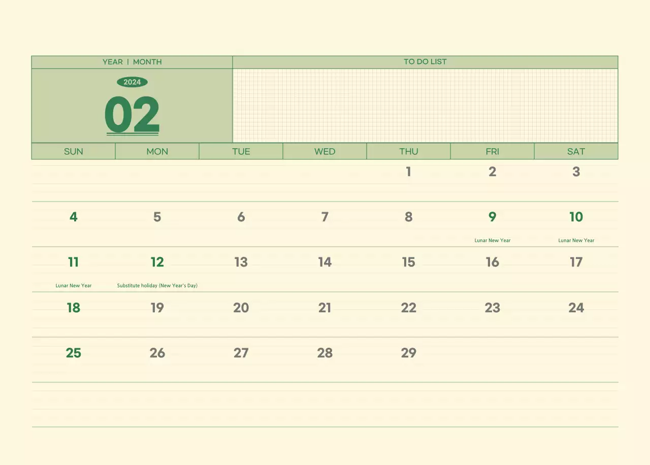 SAT D-Day notepad concept wall calendar in green and light yellow