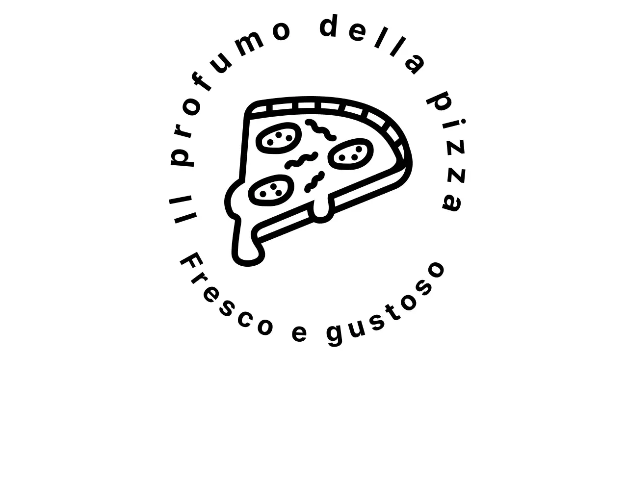 Pizza con logo simbolico e distintivo vintage nero e pulito