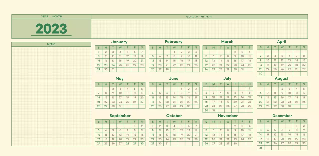 SAT D-Day notepad concept wall calendar in green and light yellow