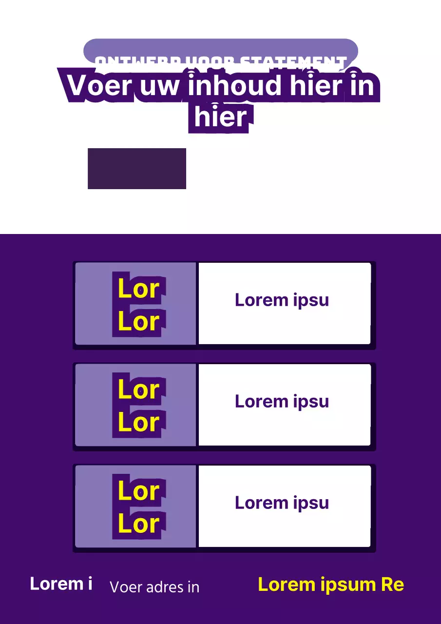 Winkel flyer met paarse en gele verdelers