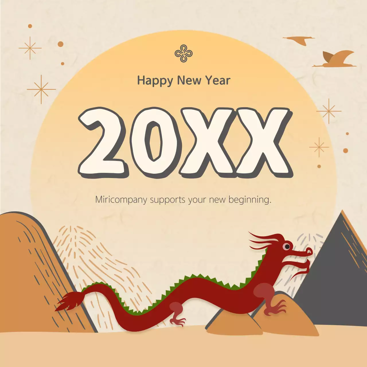 Orange Traditional New Year Card Instagram Post