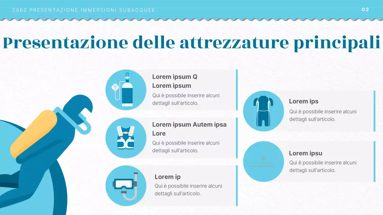 Introduzione alla formazione subacquea con concetto di illustrazione dell'oceano blu chiaro