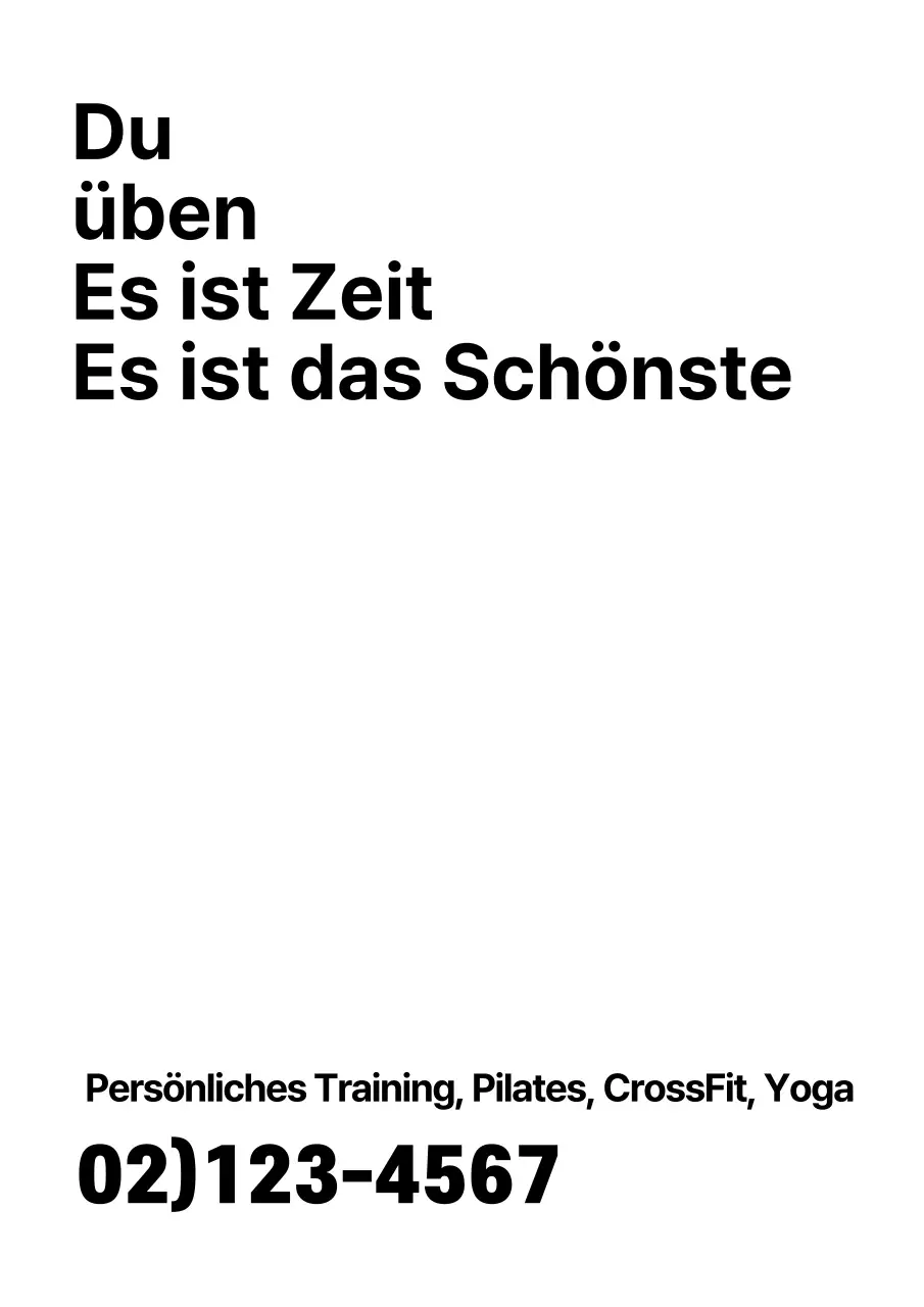Eine einfache schwarz-weiße Text-Werbung für Fitnessstudios