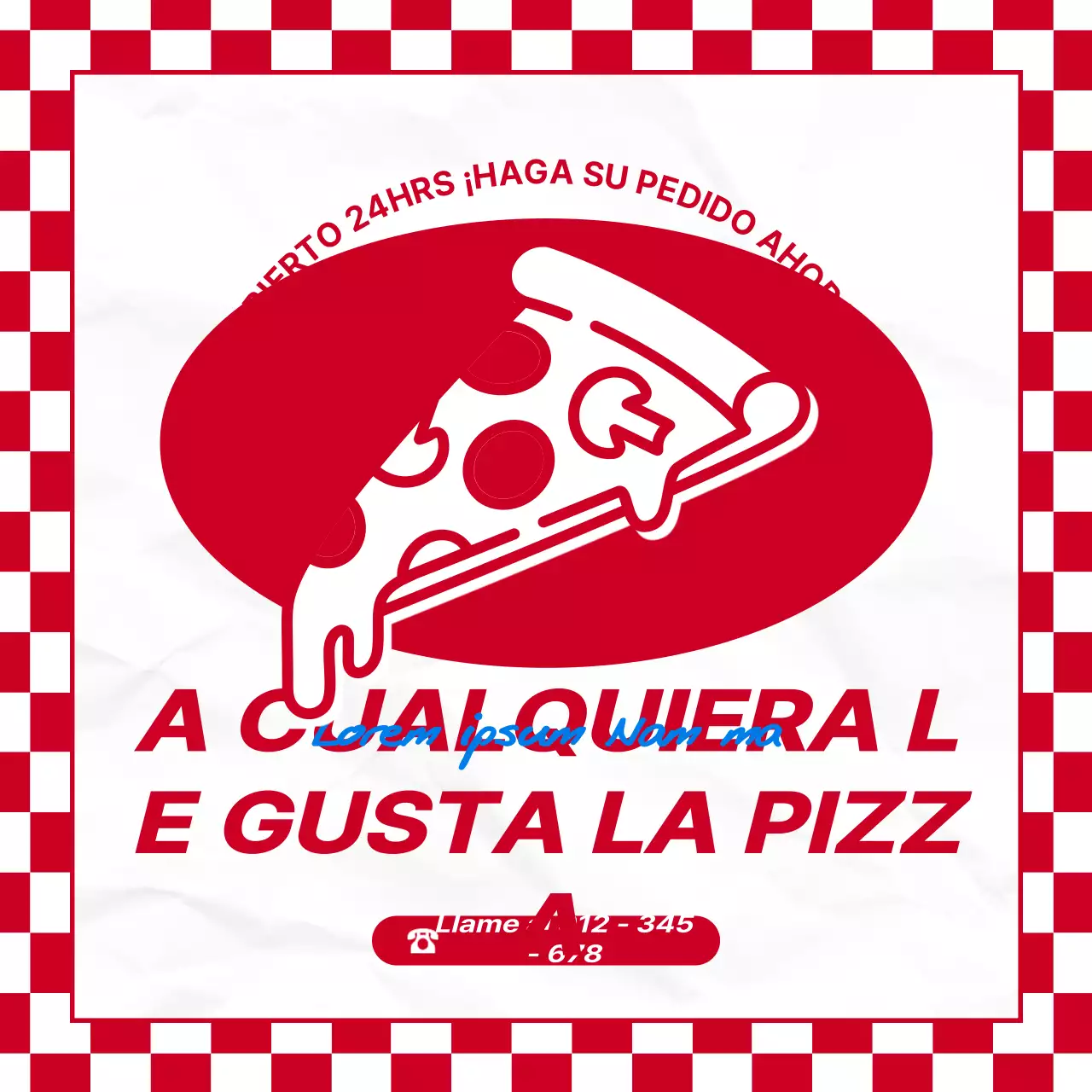 Red checkerboard hip concept pizza brand layout bundle pack