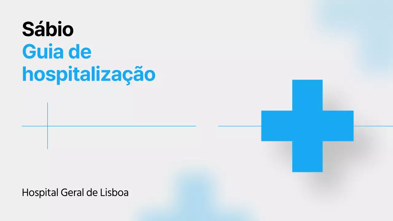 Um guia para a vida hospitalar com cores azuis, linhas limpas e sombras
