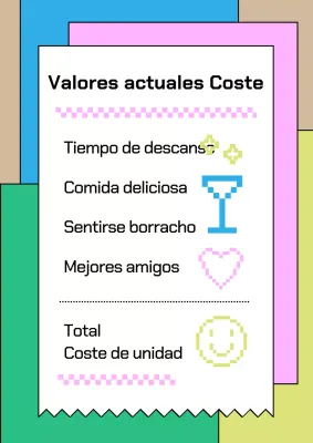 Póster de pub con concepto de recibo en rosa y azul claro y amarillo