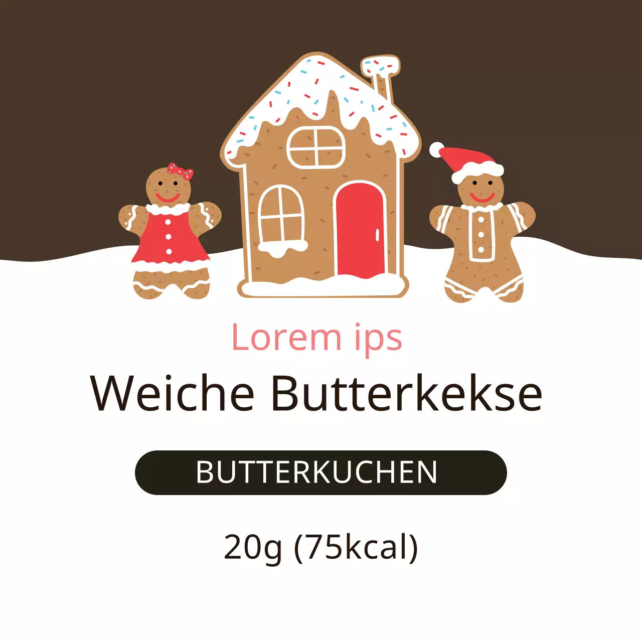 Braun Rot Illustrierte Weihnachtsplätzchen-Etiketten