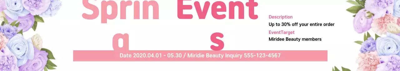 Banner de promoção de primavera com flores rosa