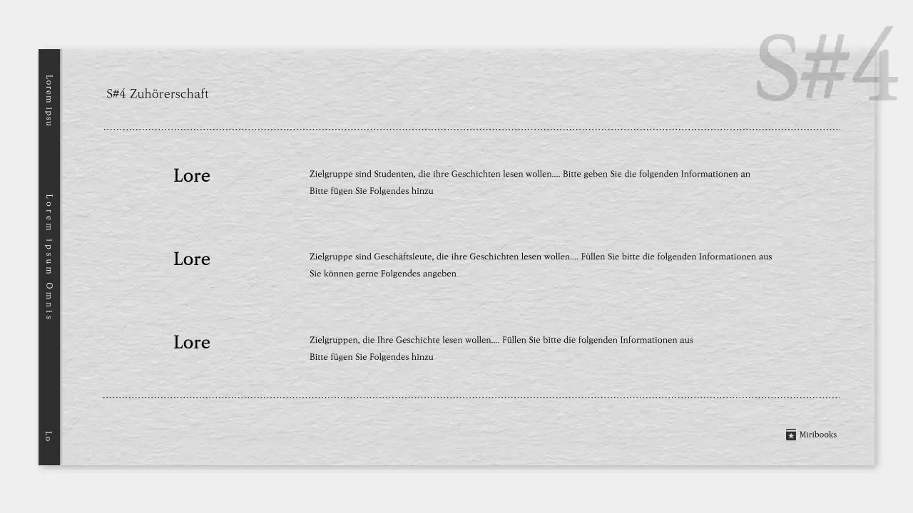 Ein einfacher Literaturprospekt in Grau und Schwarz