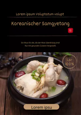 Speisekartenwerbung für ein schwarzhaariges Wagyu-Rindfleisch-Hotpot-Restaurant auf schwarzem Hintergrund