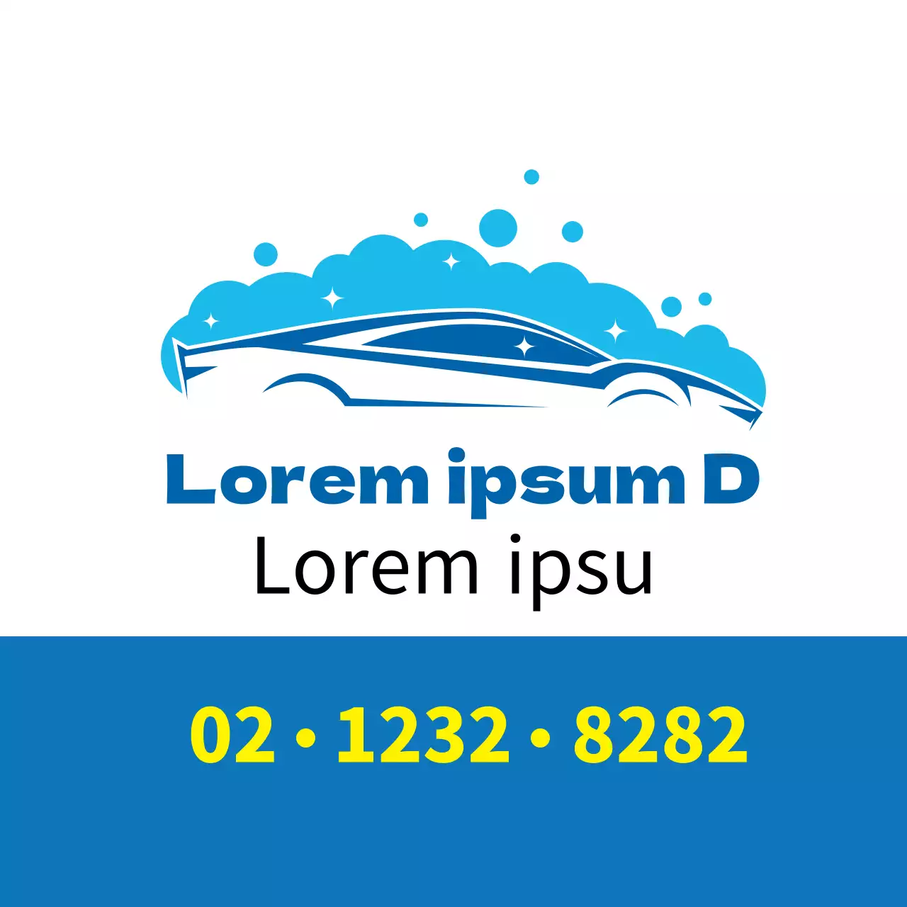 Illustrazione blu Promozione di un autolavaggio pulito in un centro auto