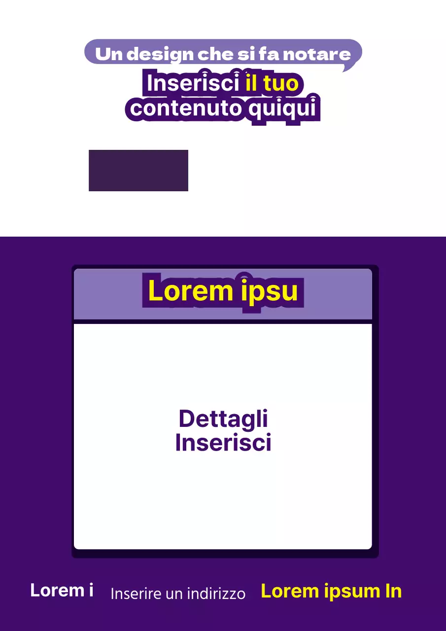 Volantino del negozio con divisori viola e gialli