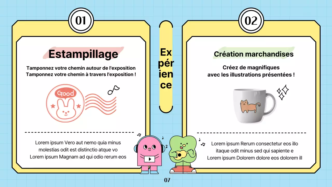 Proposition d'exposition pour les enfants avec des illustrations colorées, simples et mignonnes