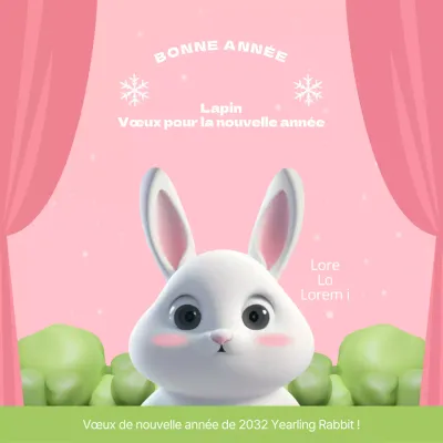 Laiton stéréoscopique en 3D pour les vœux du Nouvel An en rose et chartreuse