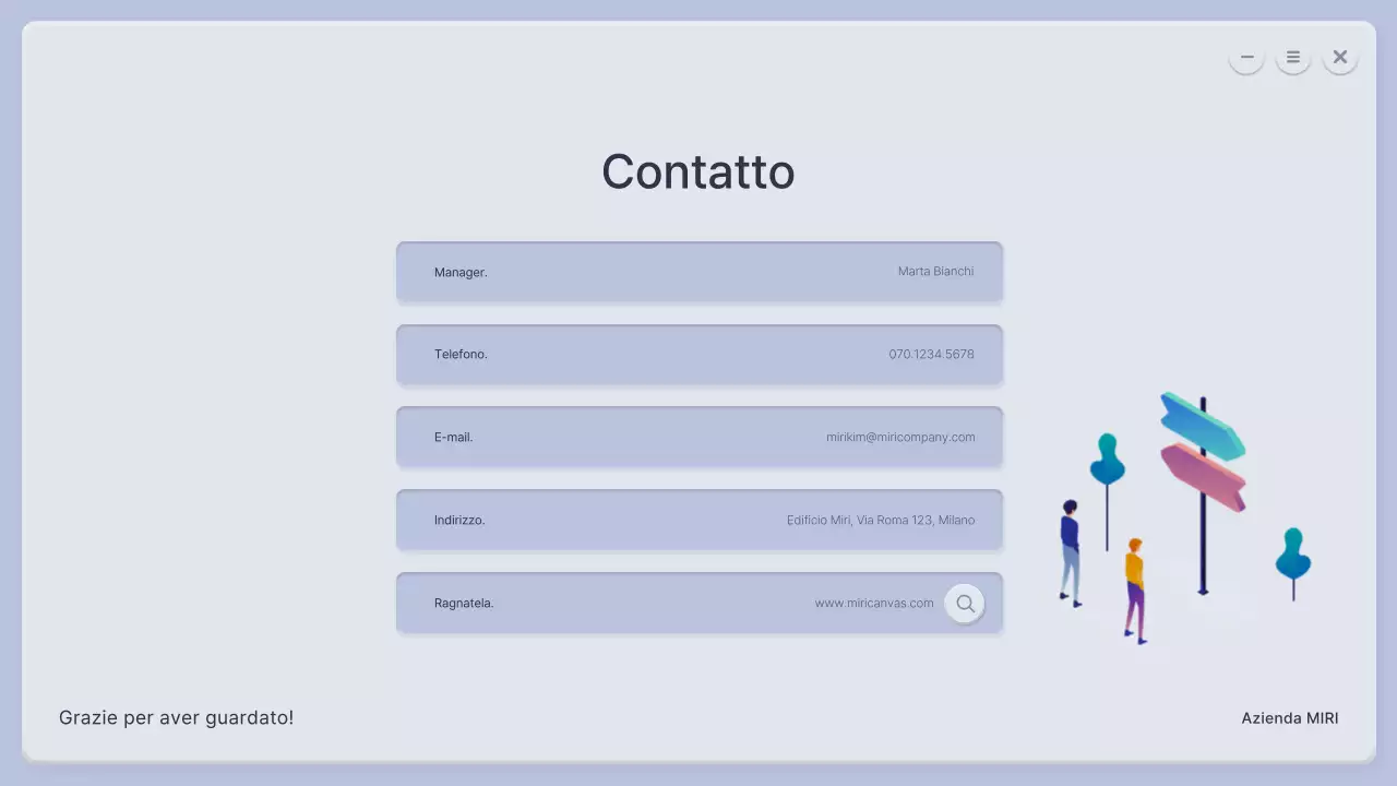 Un profilo aziendale tridimensionale in blu e grigio