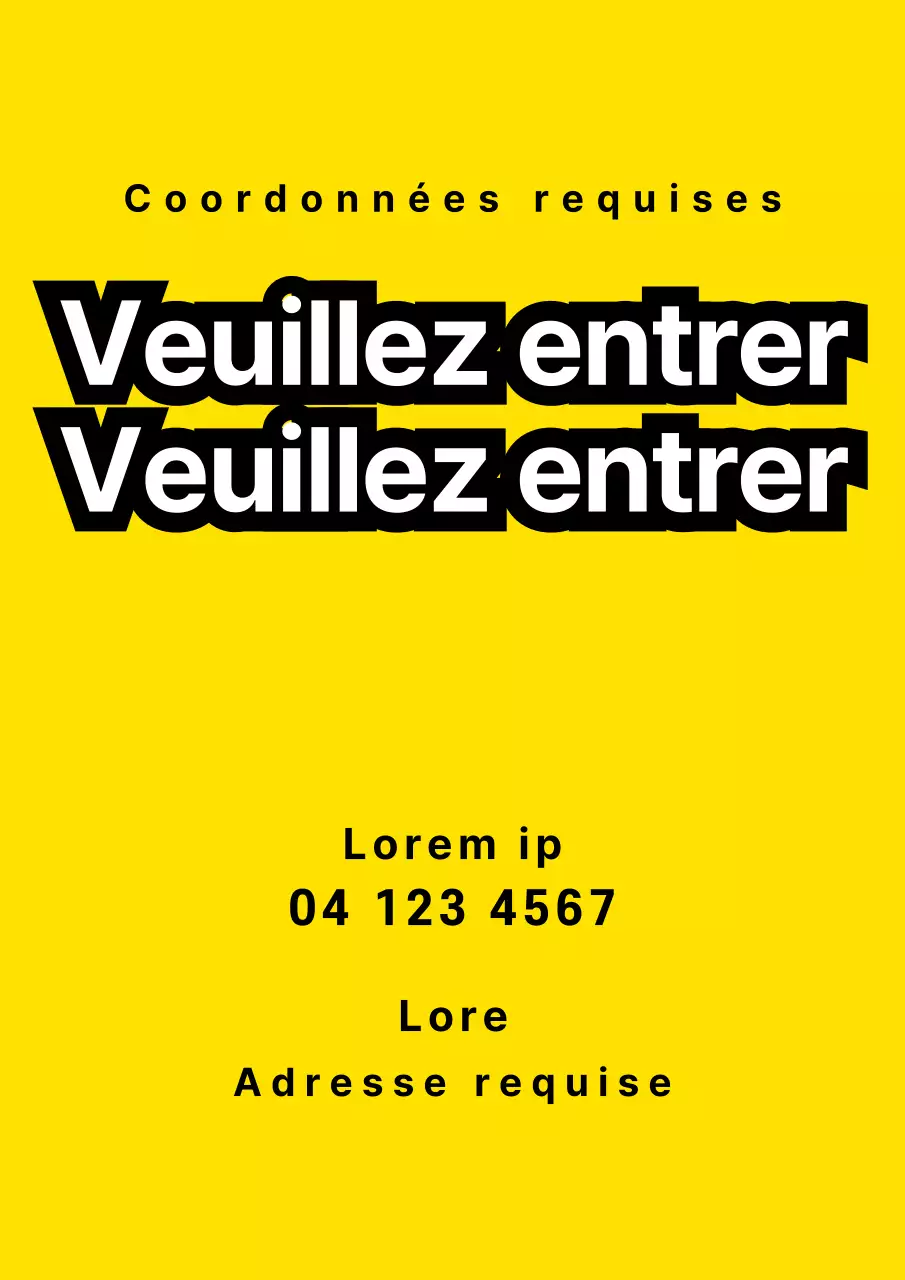 Vitrine simple avec texte jaune