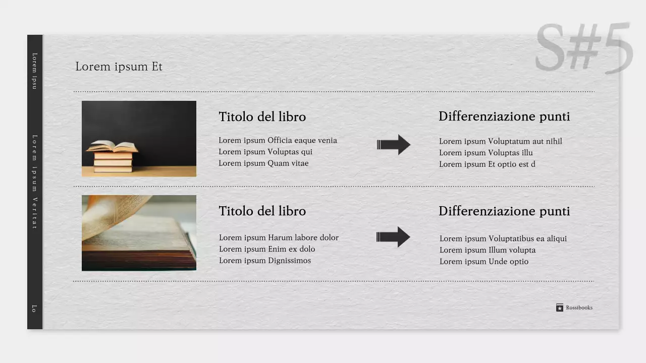 Un semplice prospetto letterario in grigio e nero