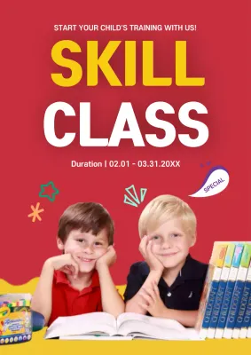Red Simple Skill Class Promotion Poster