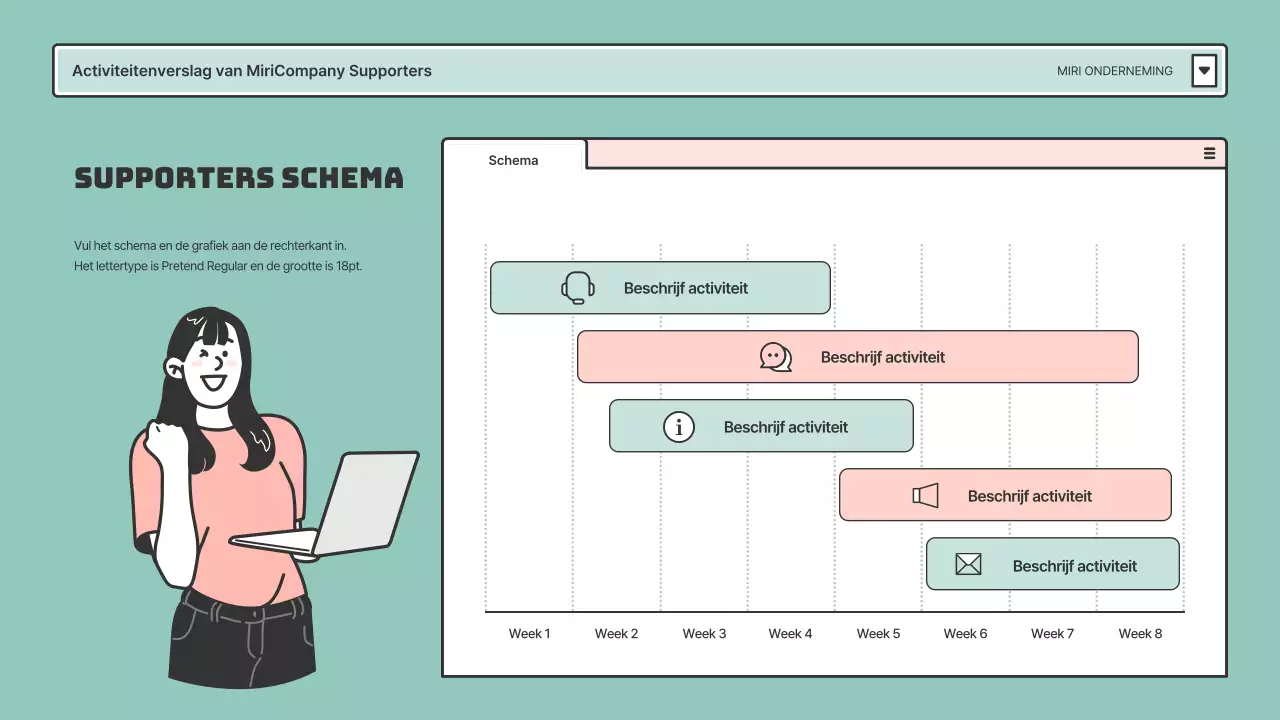 Supportersrapporten in roze en mintkleurige browserframes