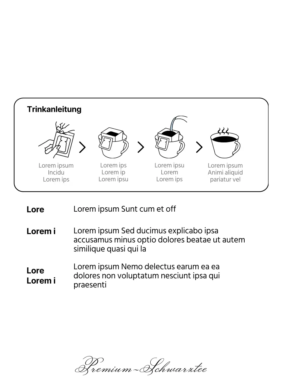 Linie Illustration Schwarzer Tee Paket