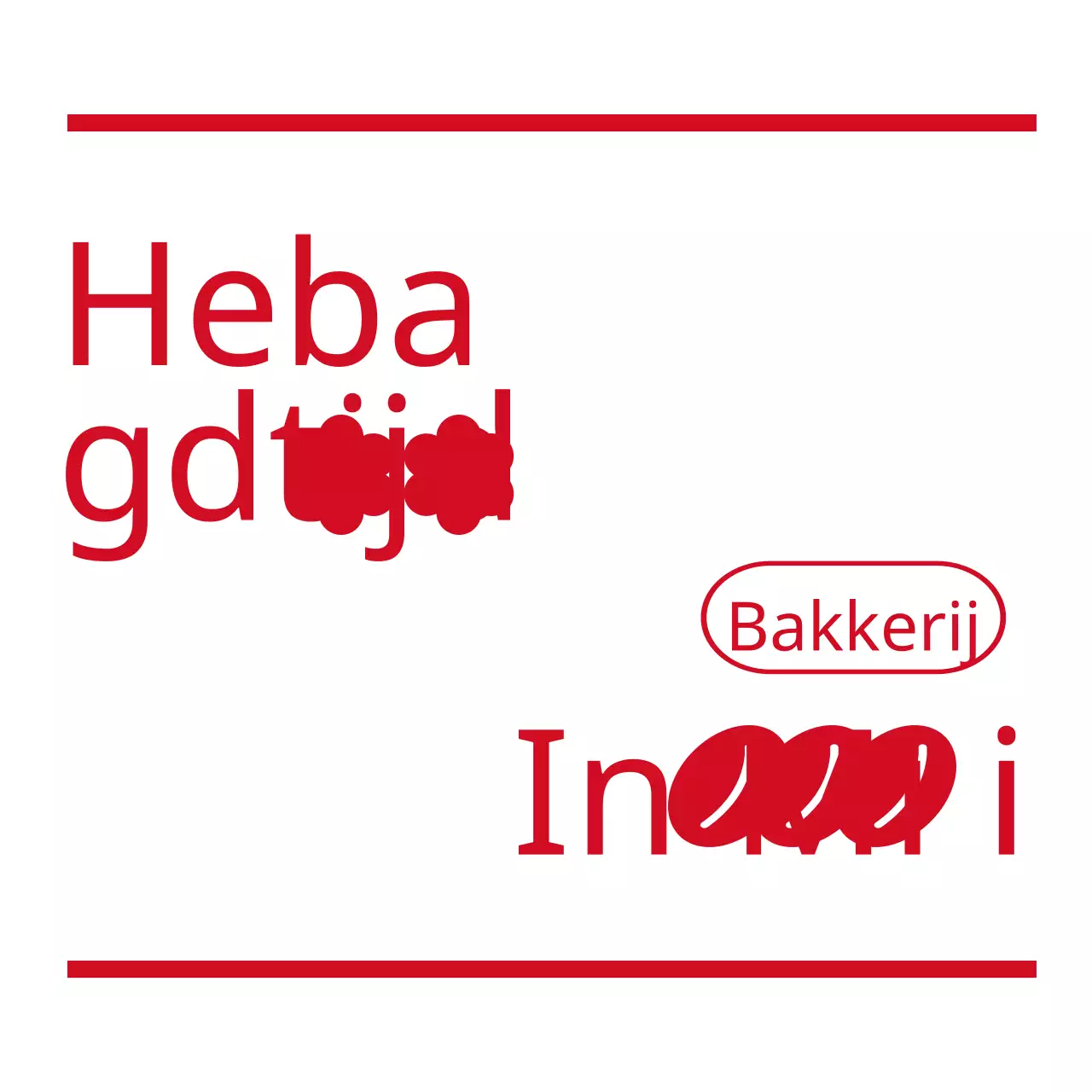 Eenvoudig, schattig combinatiecafé met tekst en emoji in rood