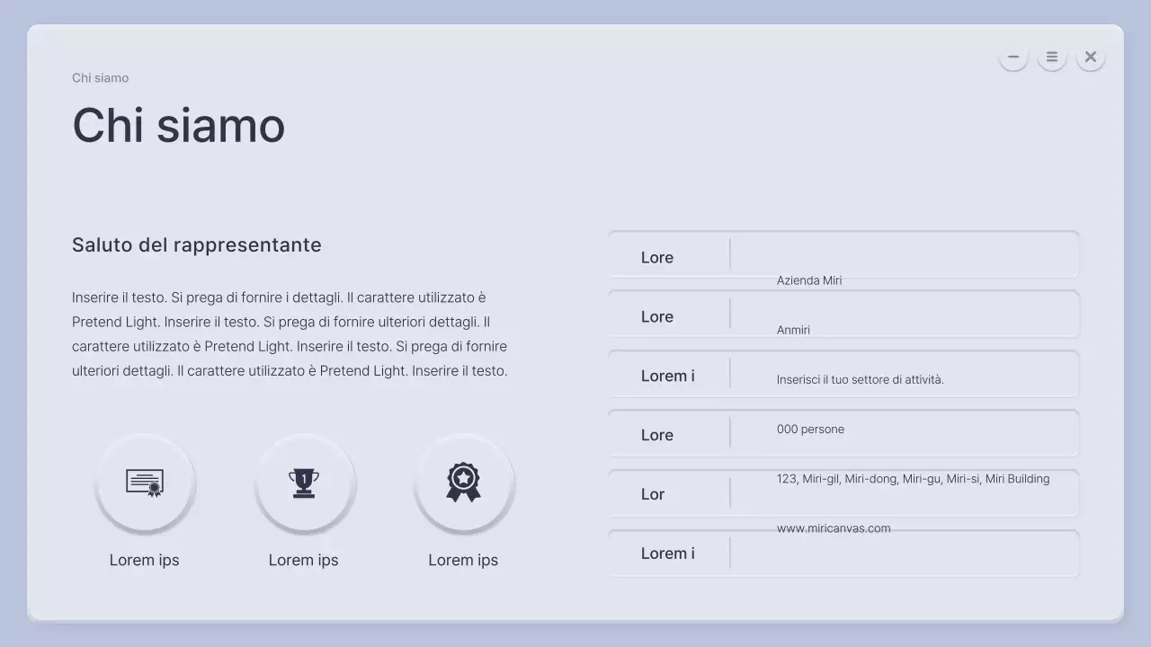 Un profilo aziendale tridimensionale in blu e grigio