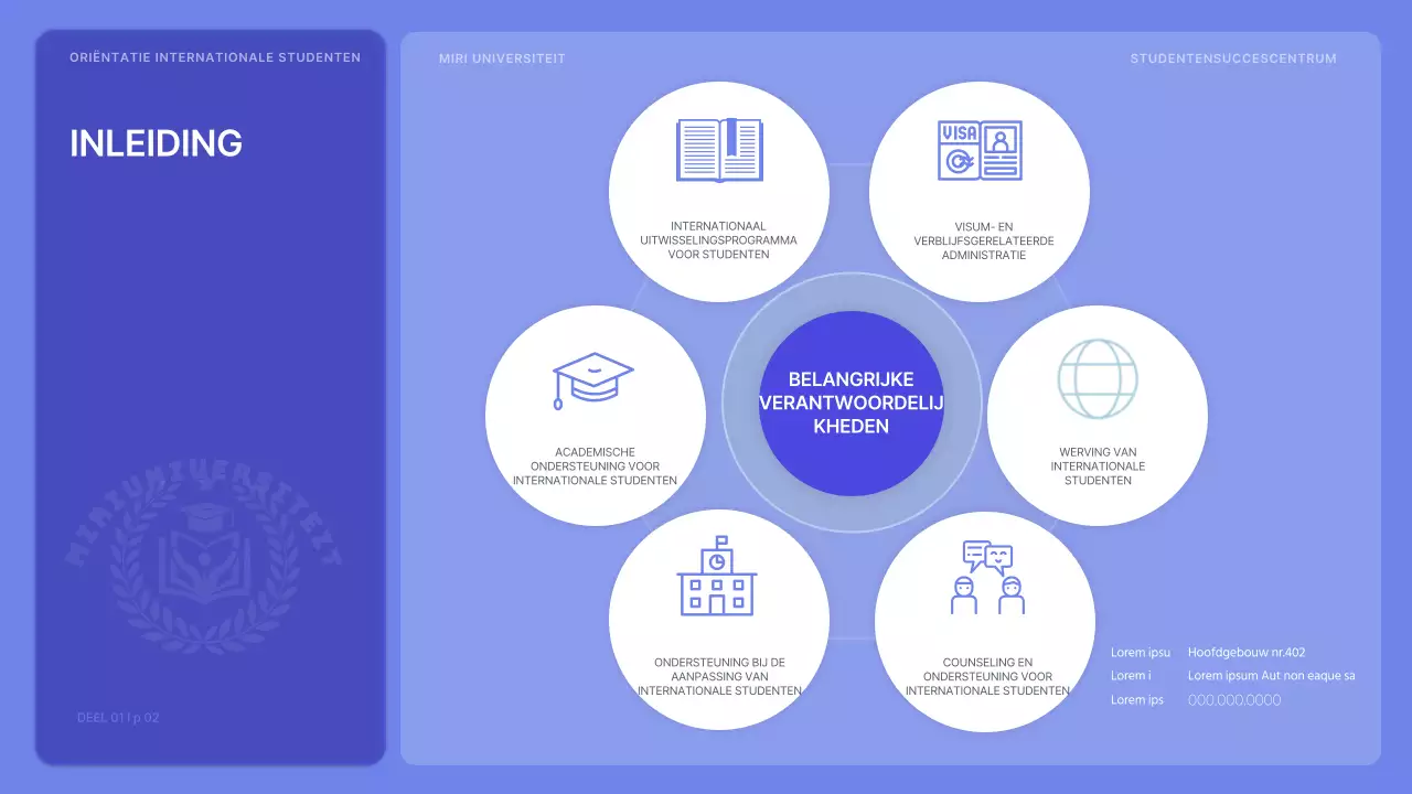 Oriëntatie voor internationale studenten in paars en levendig