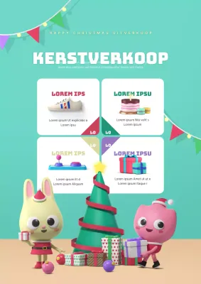 Promoot vakantie-evenementen met muntachtige kerstartikelen en schattige personages